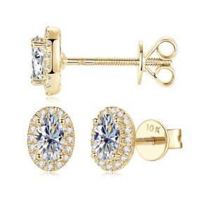 10k Solid Gold Halo Diamond Earrings